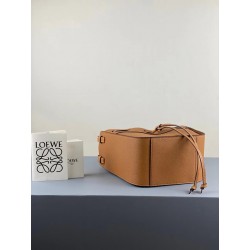 Loewe Mini Hammock Drawstring Bag In Brown Leather 076