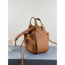Loewe Mini Hammock Drawstring Bag In Brown Leather 076