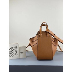 Loewe Mini Hammock Drawstring Bag In Brown Leather 076