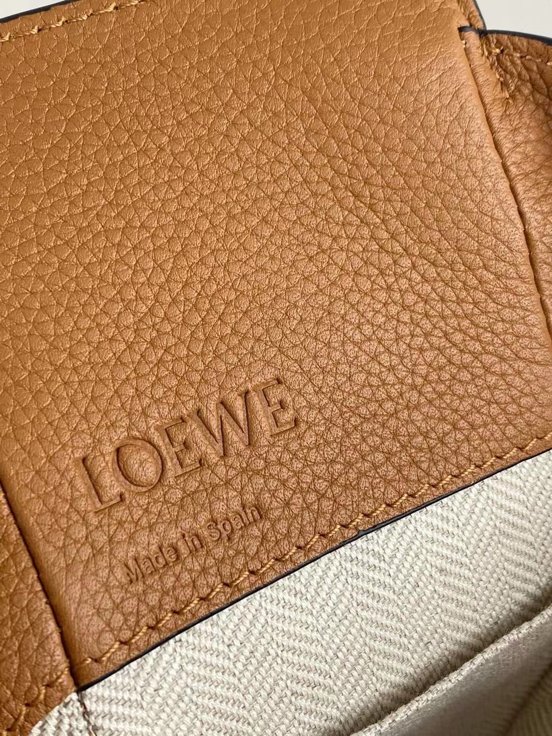 Loewe Mini Hammock Drawstring Bag In Brown Leather 076