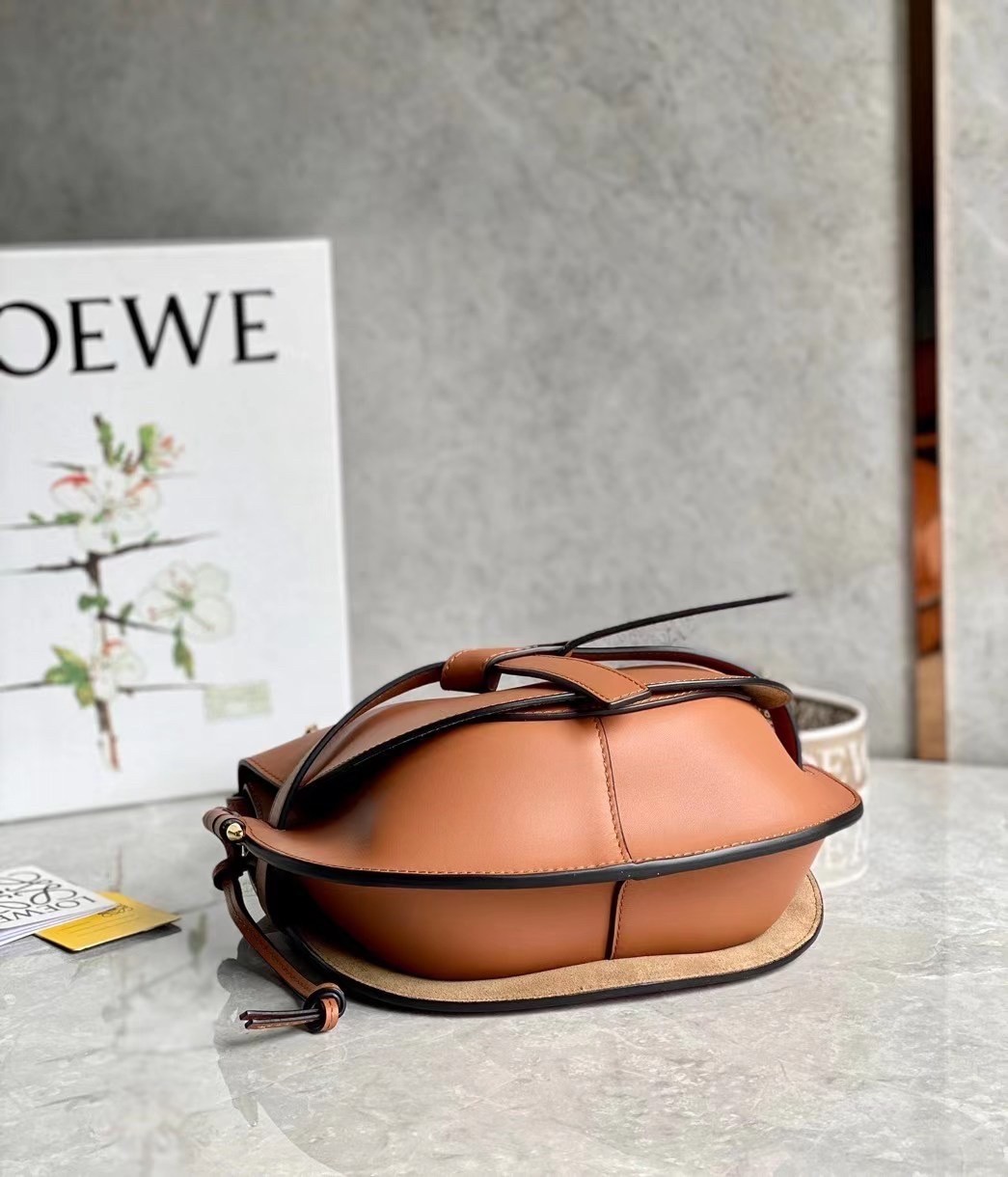 Loewe Small Gate Bag In Tan Calfskin and Jacquard 113