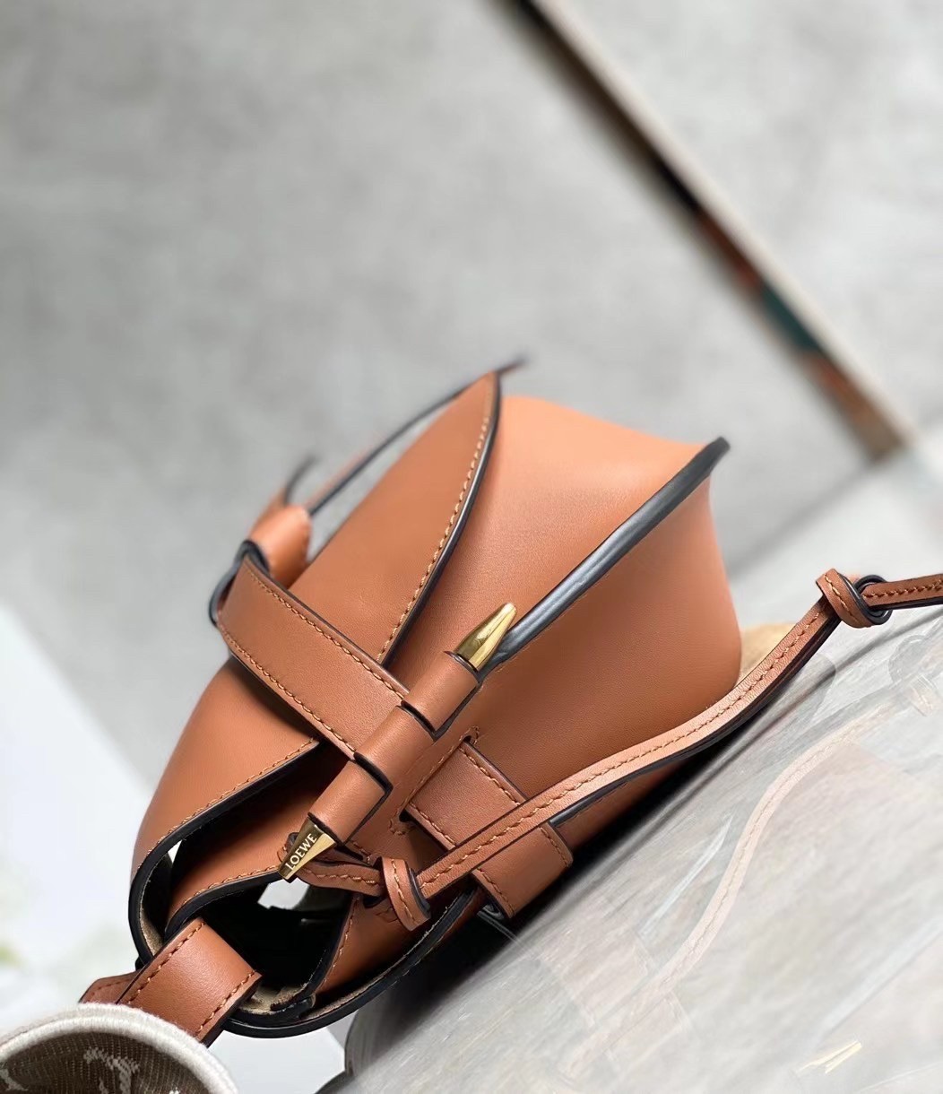 Loewe Small Gate Bag In Tan Calfskin and Jacquard 113