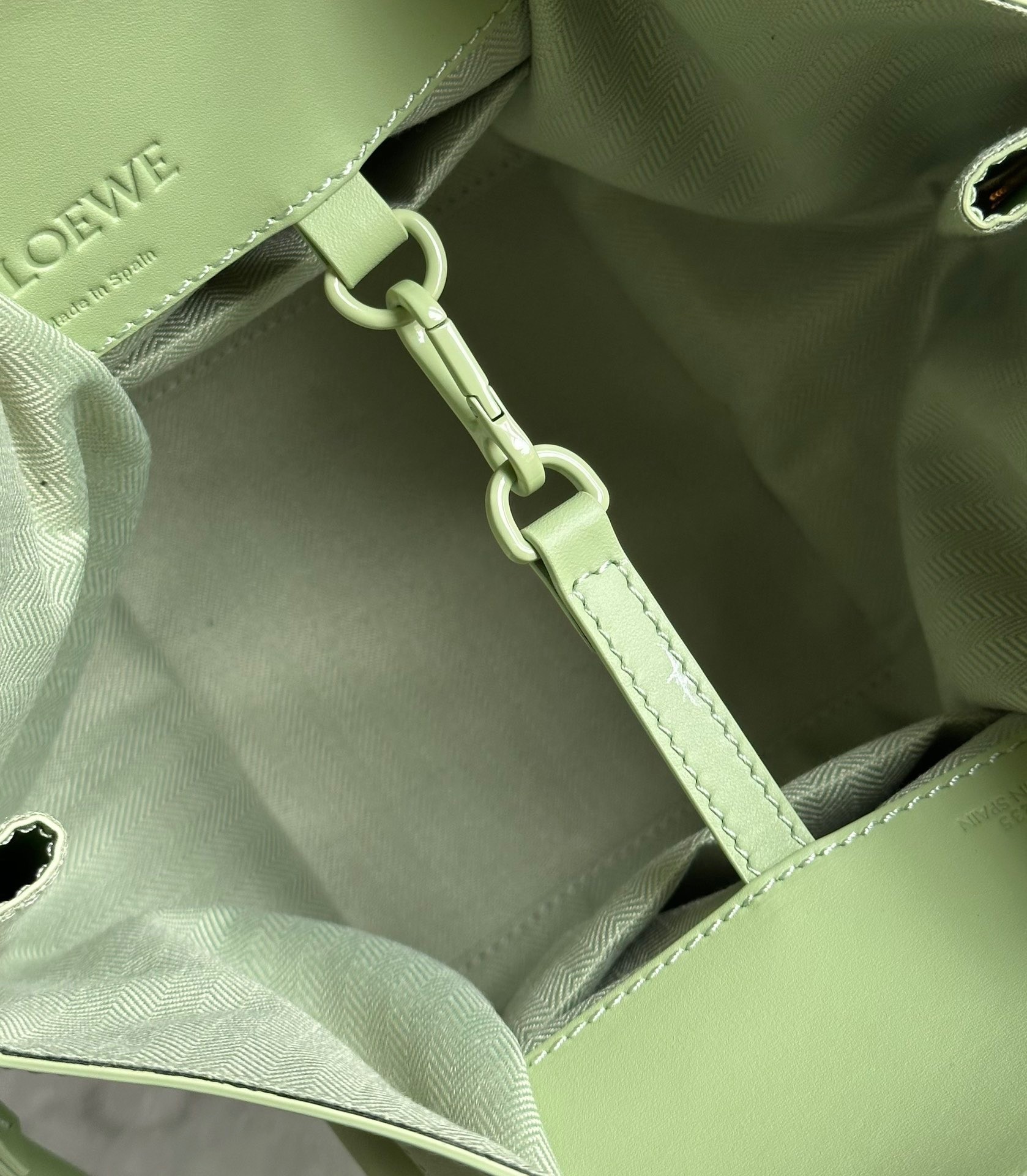 Loewe Compact Hammock Bag in Lime Green Satin Calfskin 555