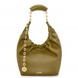 Loewe Small Squeeze Bag in Olive Nappa Lambskin 587