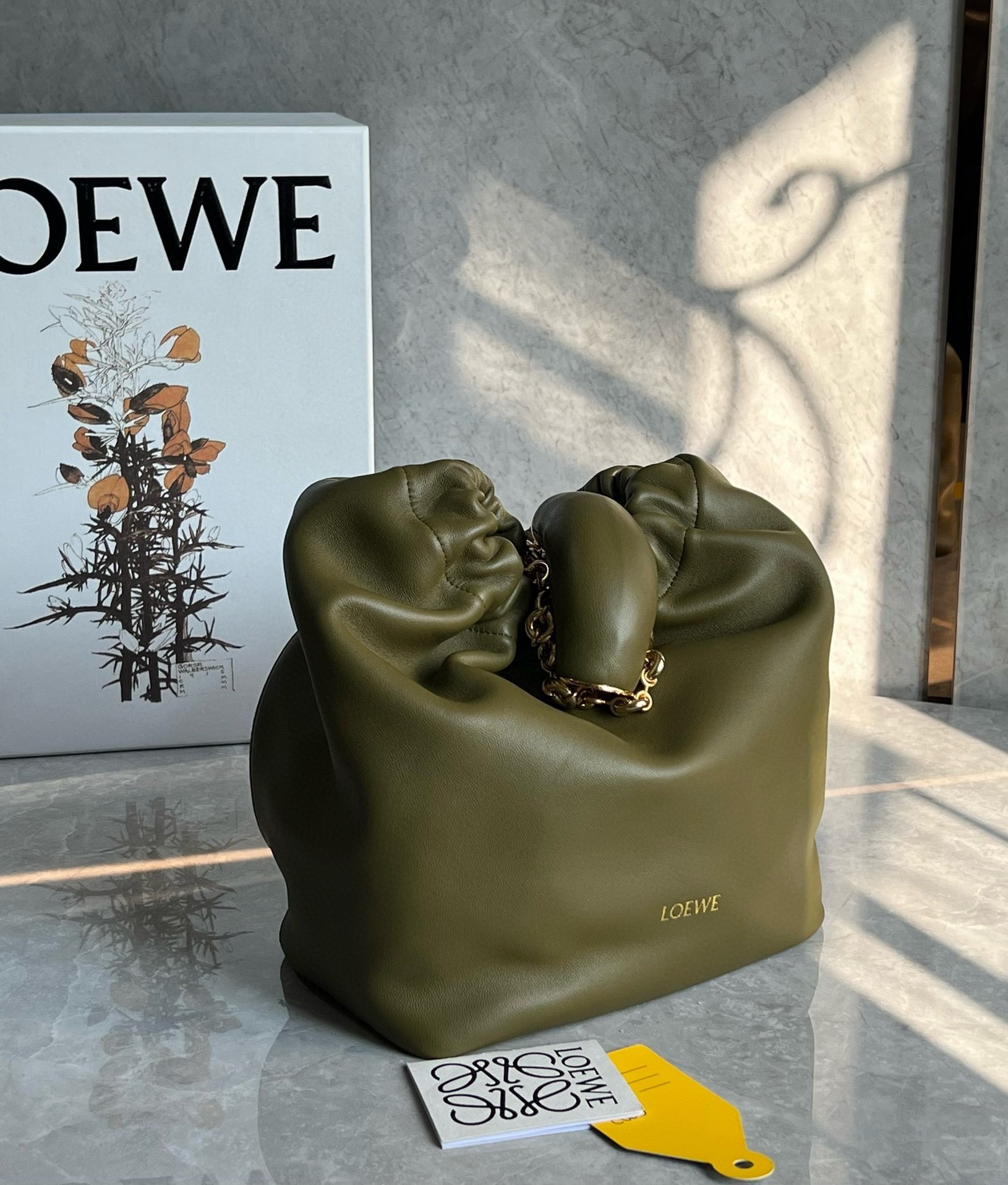 Loewe Small Squeeze Bag in Olive Nappa Lambskin 587