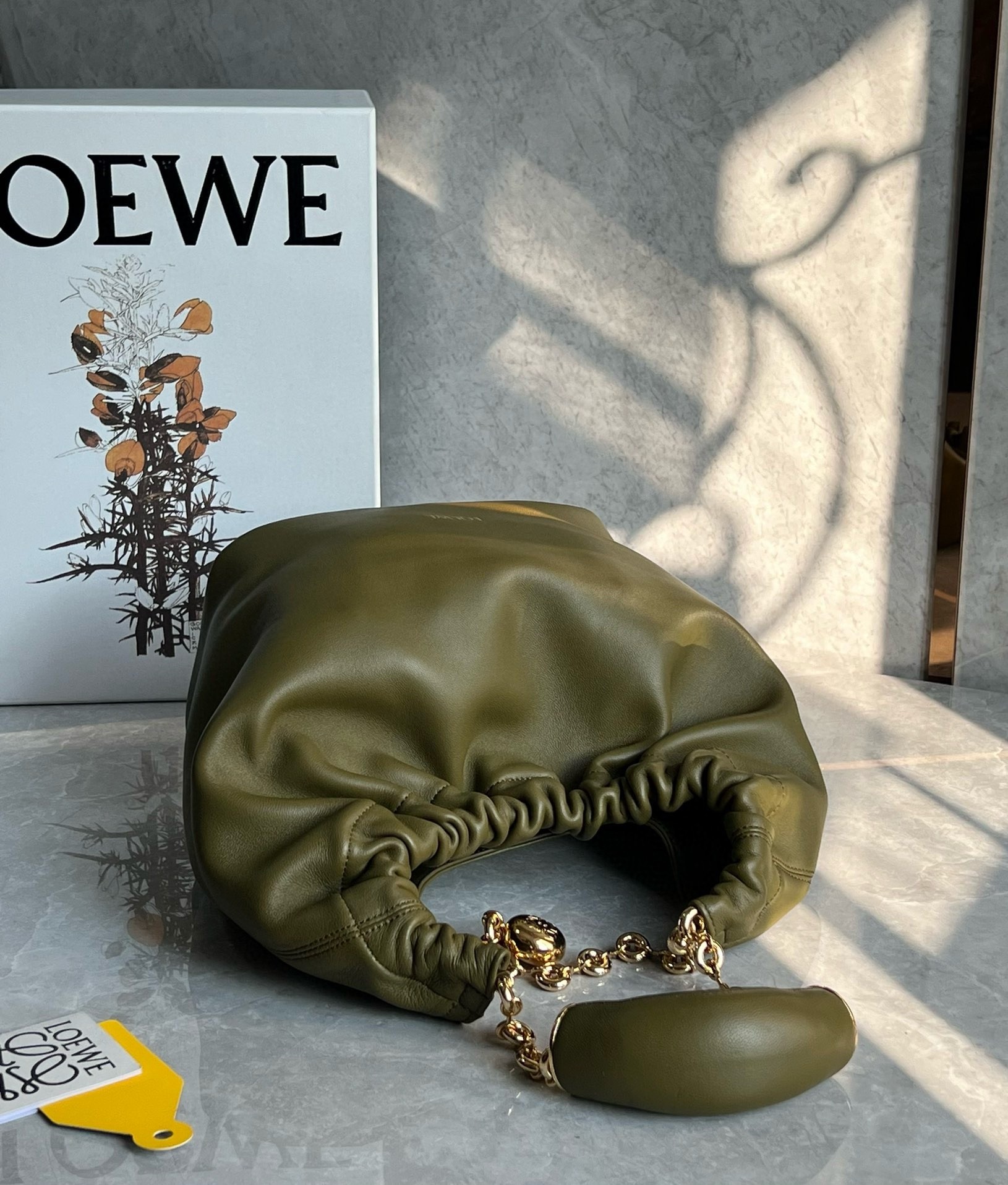 Loewe Small Squeeze Bag in Olive Nappa Lambskin 587