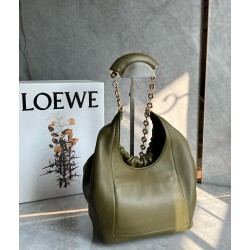 Loewe Small Squeeze Bag in Olive Nappa Lambskin 587