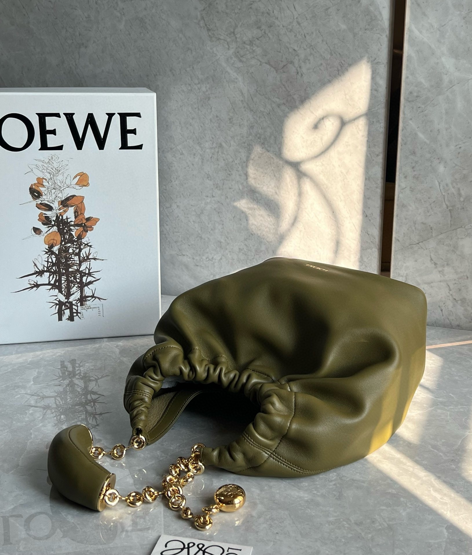 Loewe Small Squeeze Bag in Olive Nappa Lambskin 587