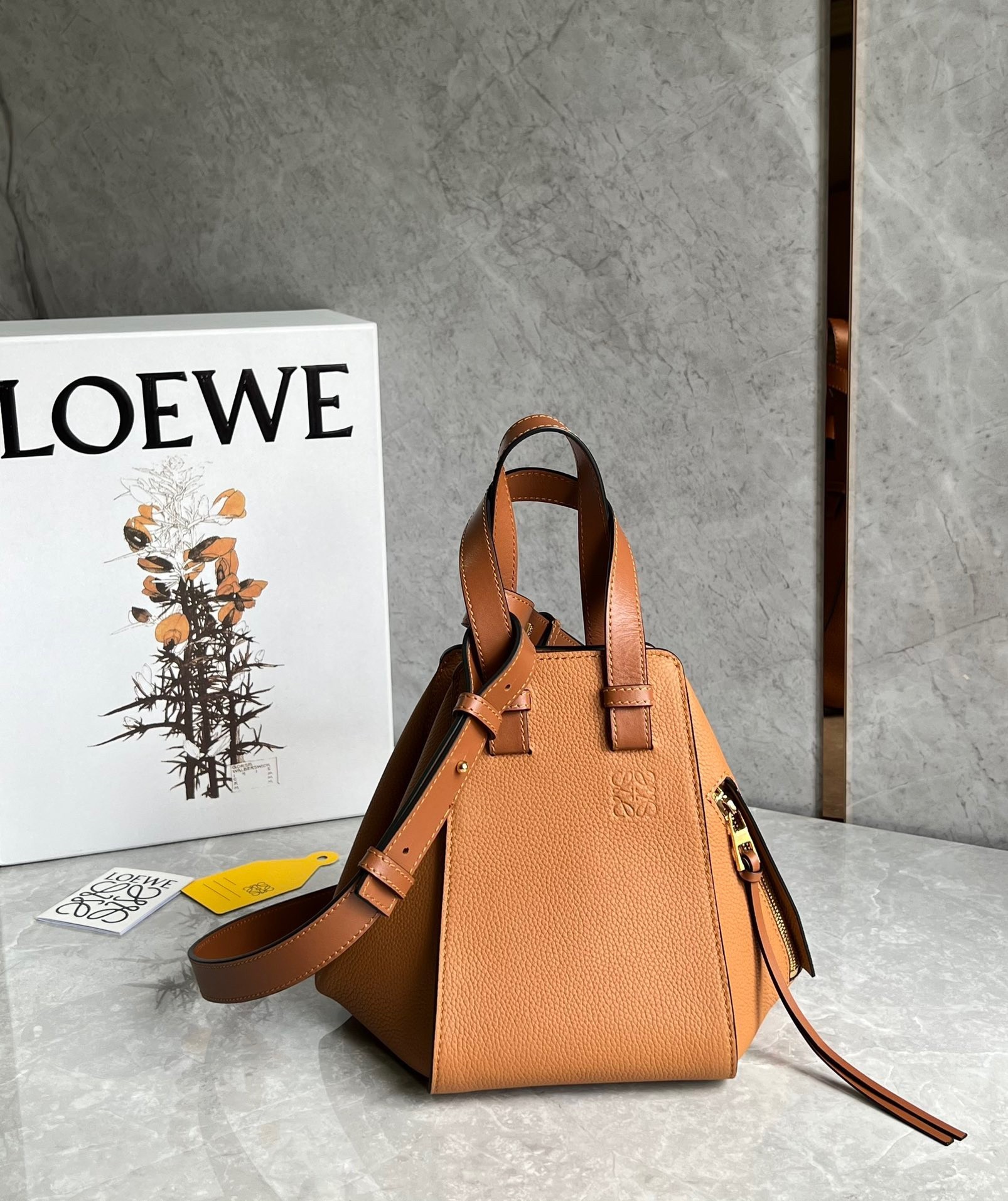 Loewe Compact Hammock Bag in Light Caramel Grained Calfskin 613