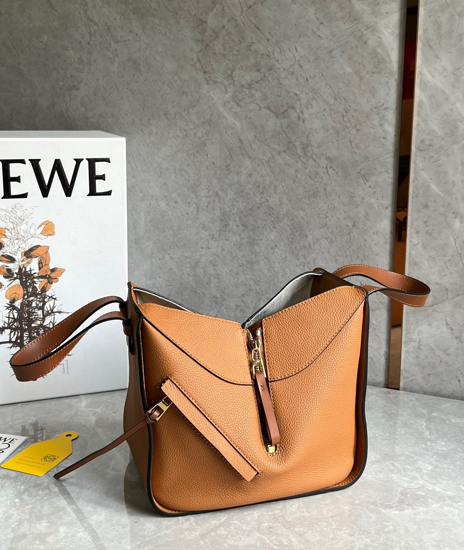 Loewe Compact Hammock Bag in Light Caramel Grained Calfskin 613