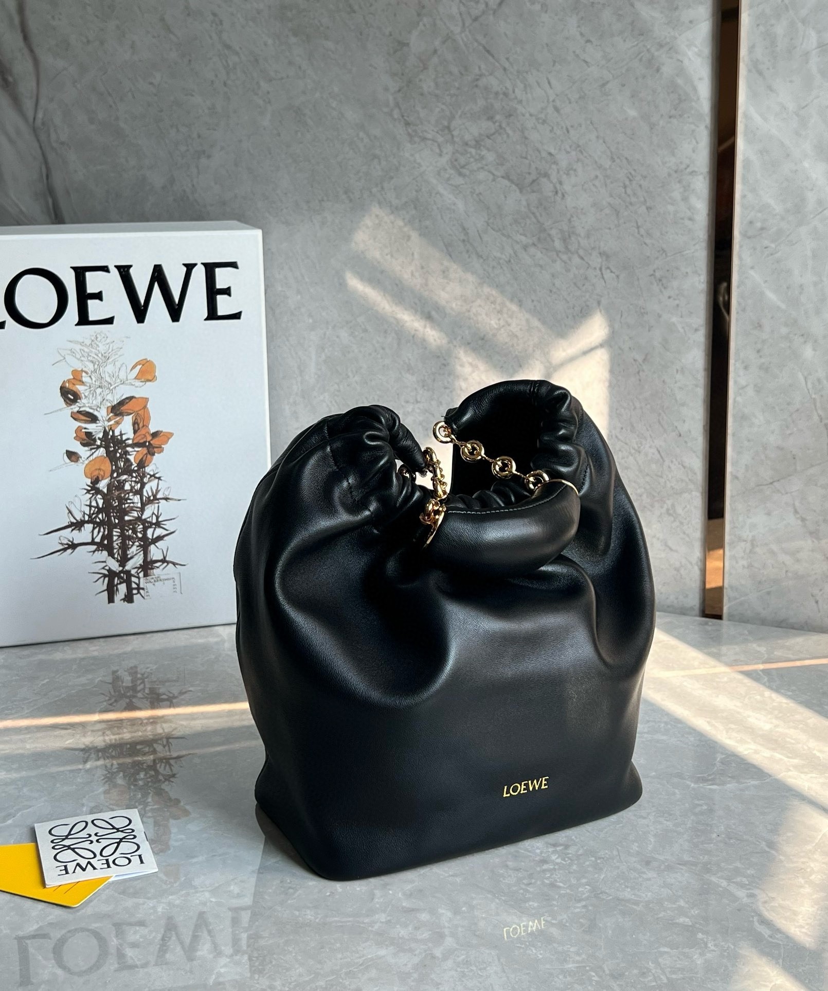 Loewe Small Squeeze Bag in Black Nappa Lambskin 667