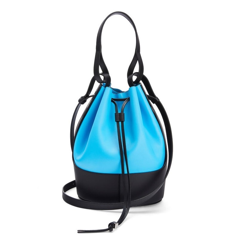 Loewe Medium Balloon Bucket Bag In Blue/Black Calfskin 697