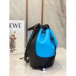 Loewe Medium Balloon Bucket Bag In Blue/Black Calfskin 697