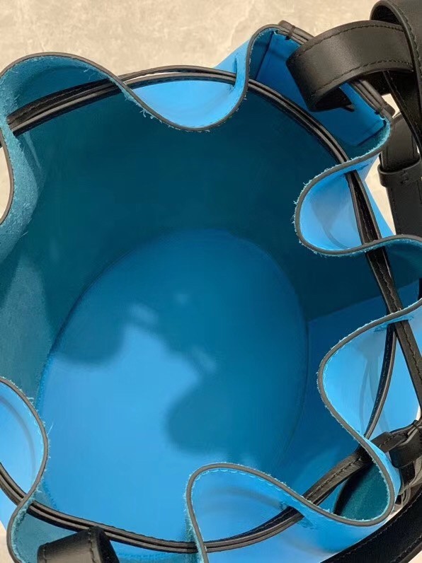 Loewe Medium Balloon Bucket Bag In Blue/Black Calfskin 697
