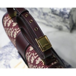 Dior 30 Montaigne Bag In Burgundy Oblique Jacquard Canvas 450