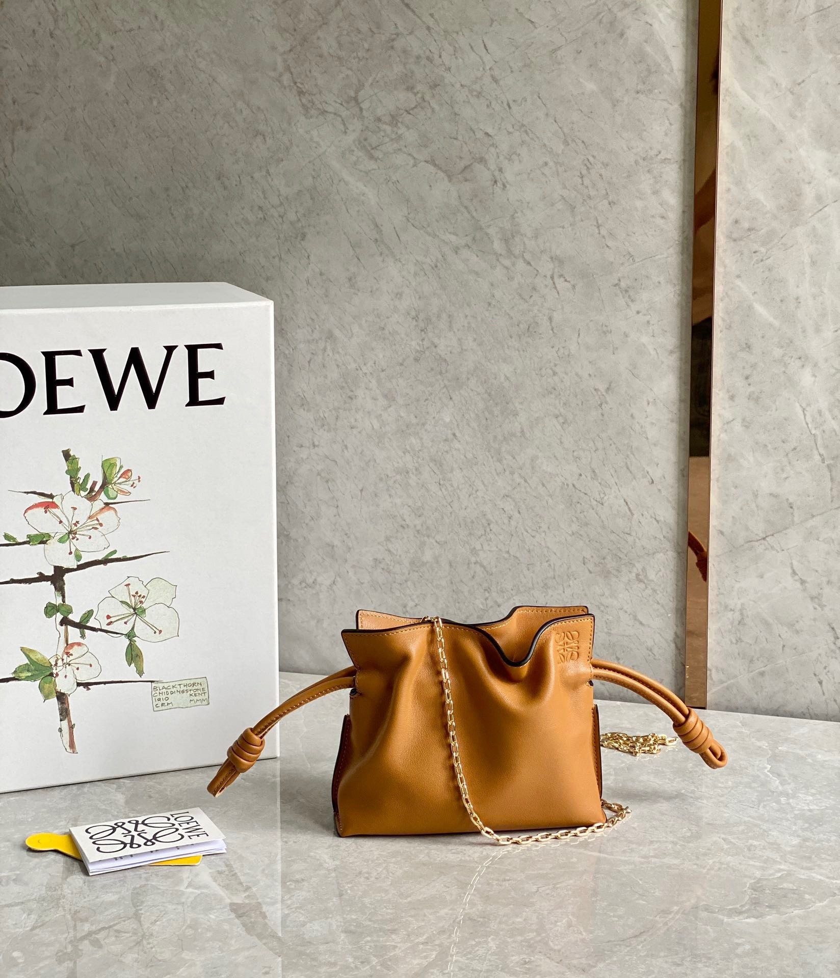 Loewe Flamenco Nano Clutch In Brown Nappa Leather 577