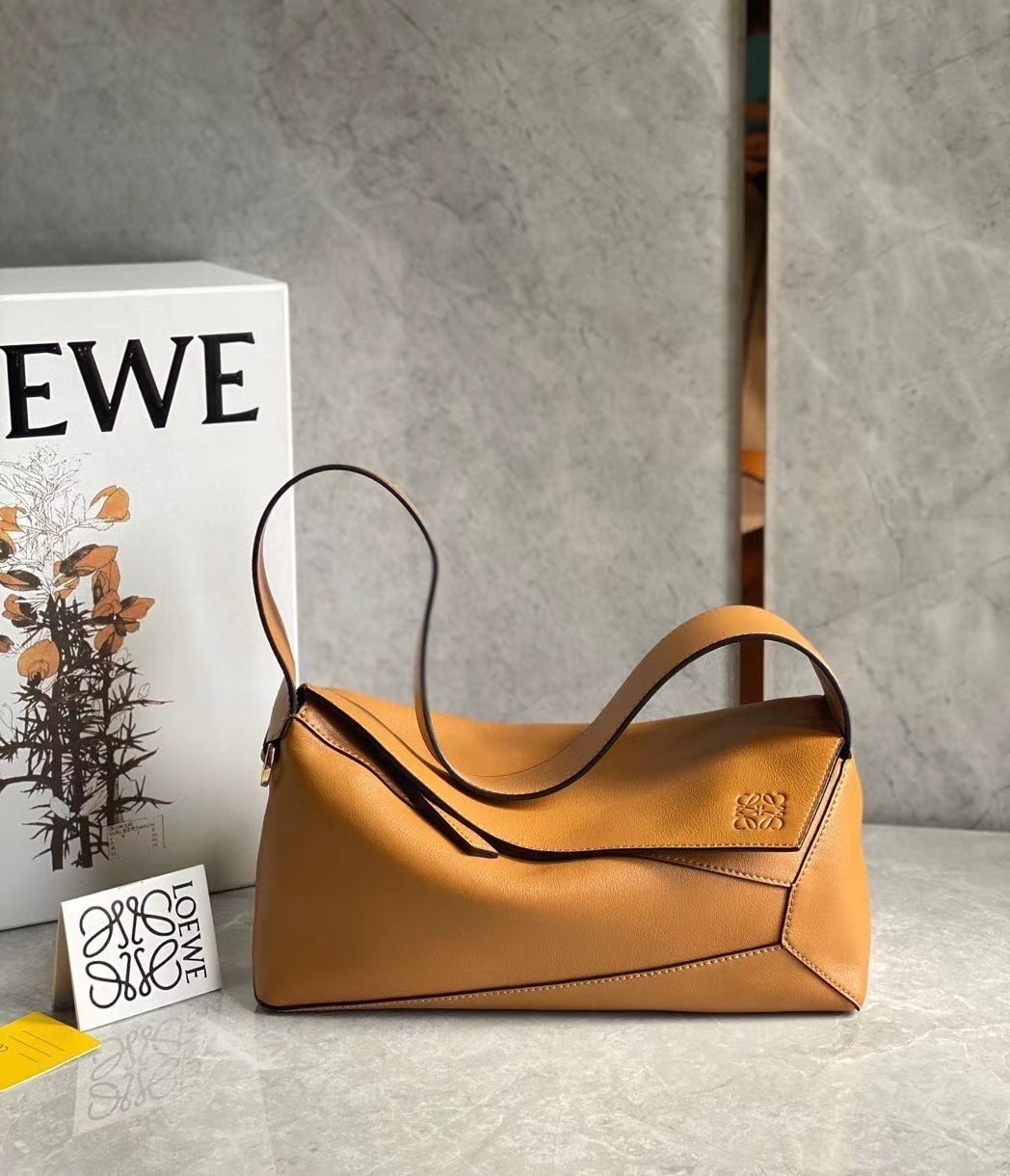 Loewe Puzzle Hobo Bag In Brown Nappa Calfskin  598