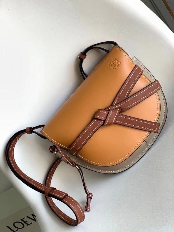 Loewe Small Gate Bag In Amber/Grey Soft Calfskin 481