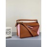 Loewe Small Puzzle Bag In Brown/Pink/Camel Calfskin 562