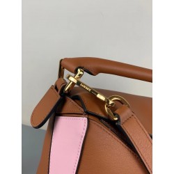 Loewe Small Puzzle Bag In Brown/Pink/Camel Calfskin 562