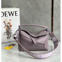 Loewe Puzzle Edge Small Bag In Pale Aubergine Satin Calfskin 451