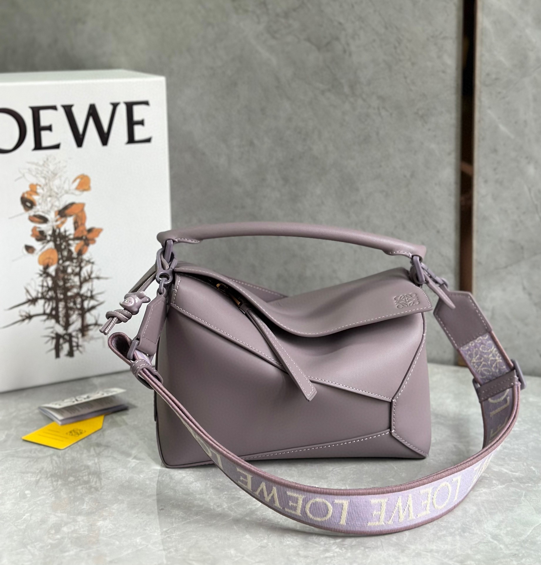 Loewe Puzzle Edge Small Bag In Pale Aubergine Satin Calfskin 451