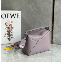 Loewe Puzzle Edge Small Bag In Pale Aubergine Satin Calfskin 451