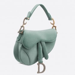 Dior Mini Saddle Bag In Sea Green Velvet 568