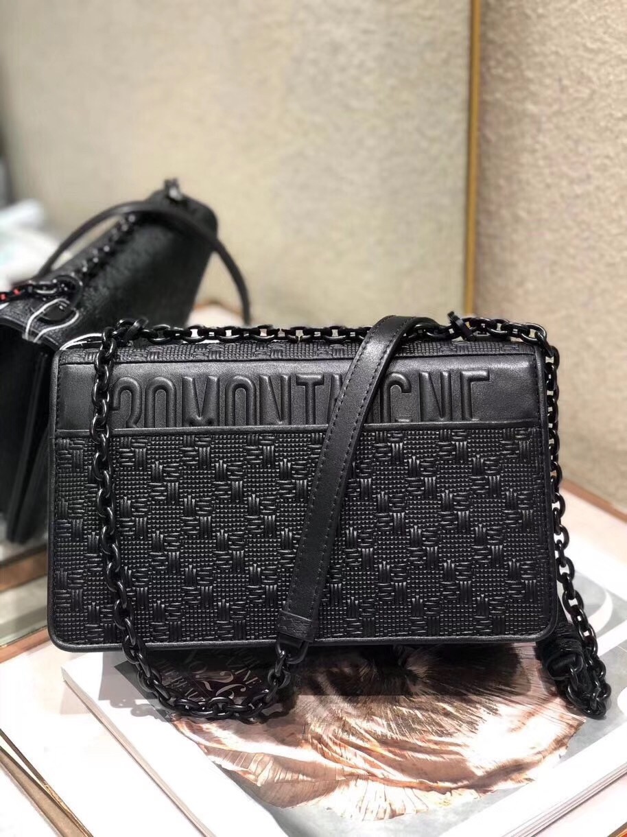 Dior 30 Montaigne Chain Bag In Black Braided Lambskin 930