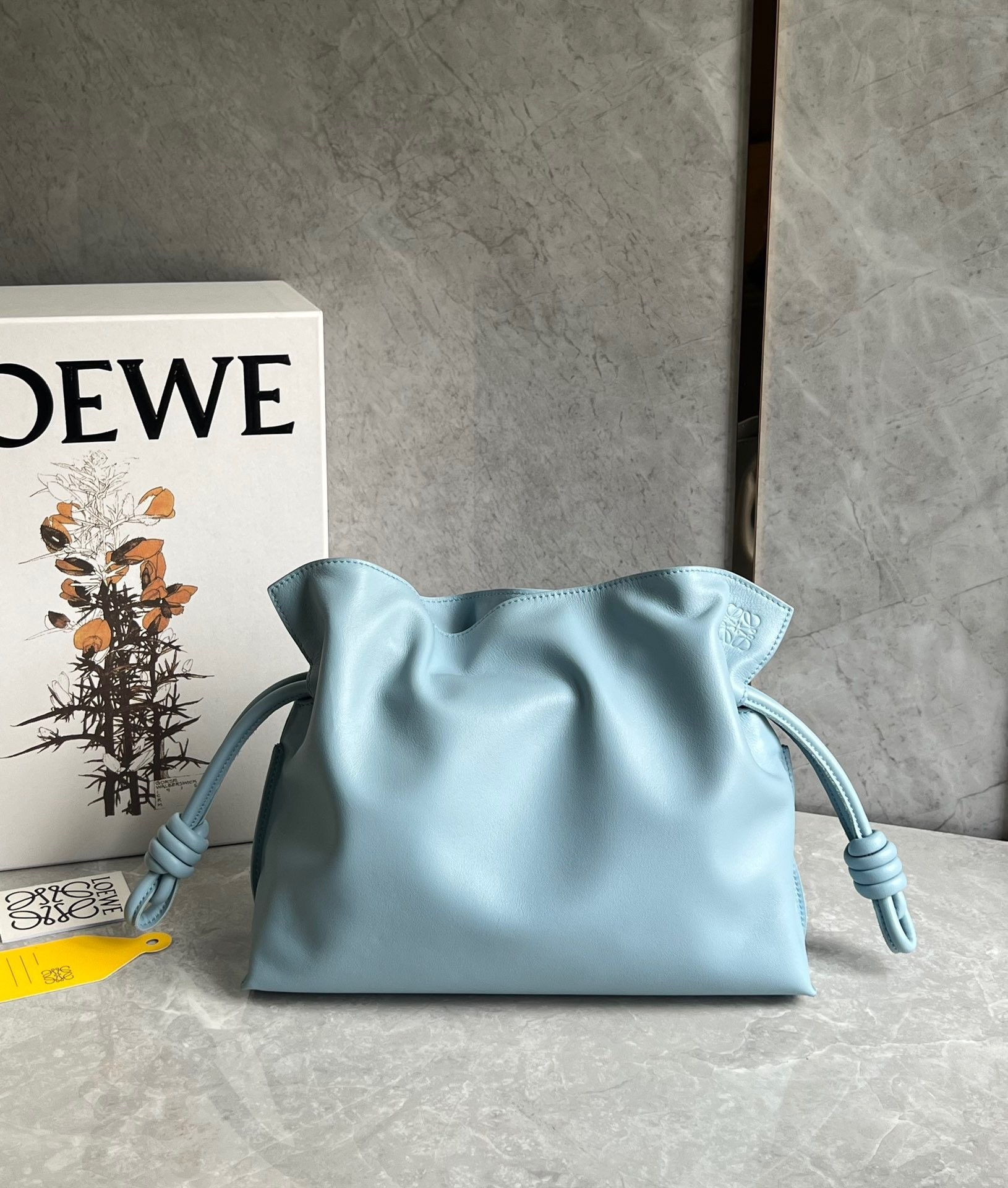 Loewe Flamenco Clutch Bag In Dusty Blue Calfskin 602