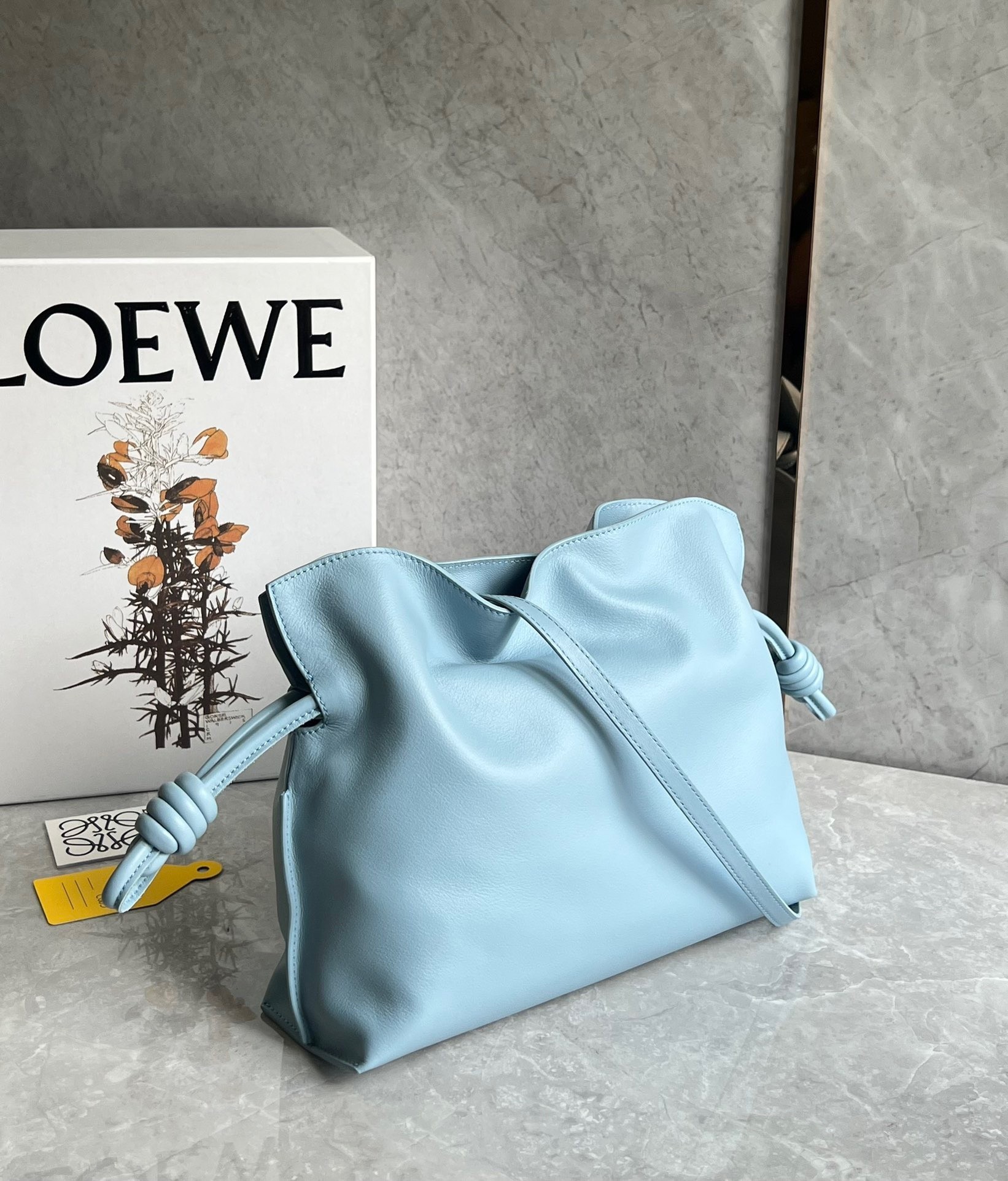 Loewe Flamenco Clutch Bag In Dusty Blue Calfskin 602