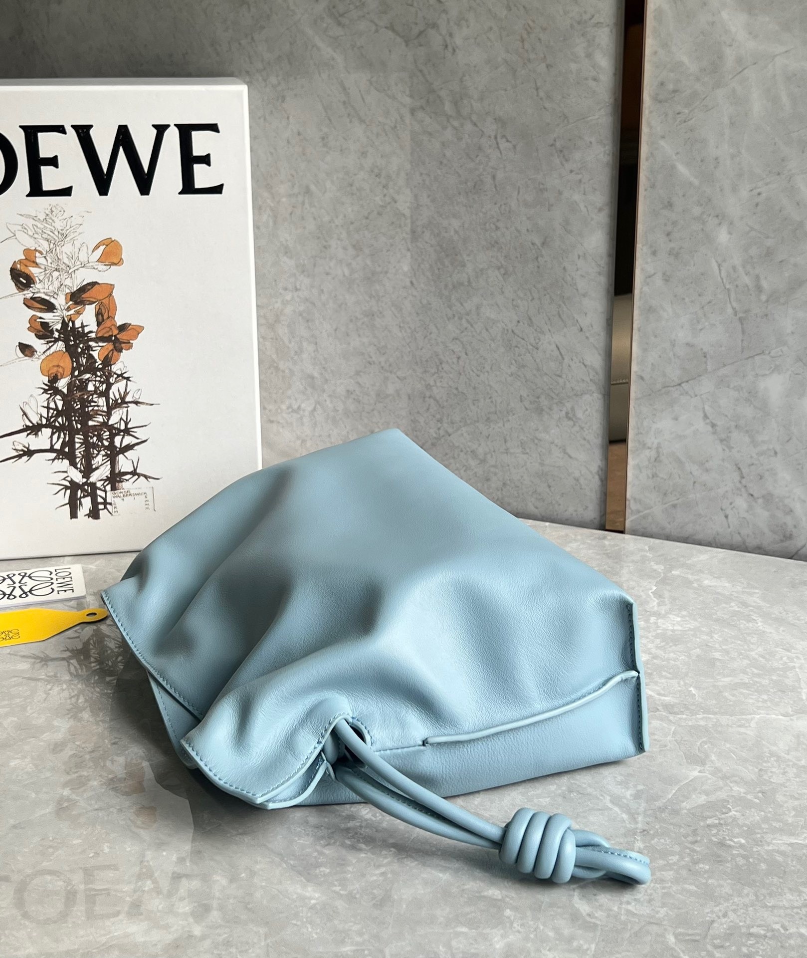 Loewe Flamenco Clutch Bag In Dusty Blue Calfskin 602