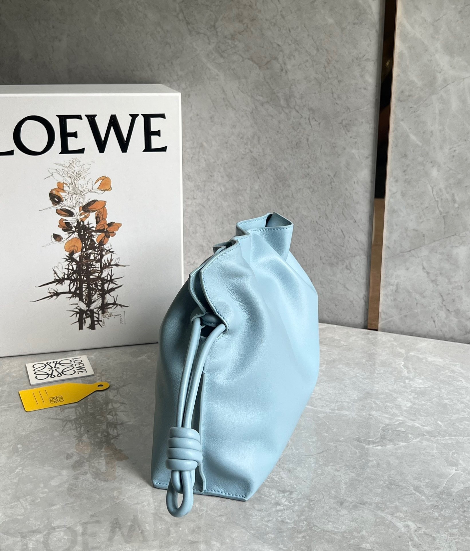 Loewe Flamenco Clutch Bag In Dusty Blue Calfskin 602