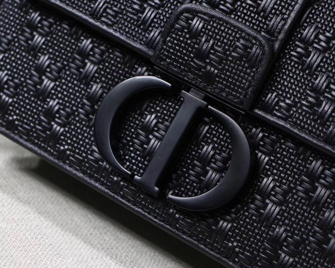Dior 30 Montaigne Chain Bag In Black Braided Lambskin 930