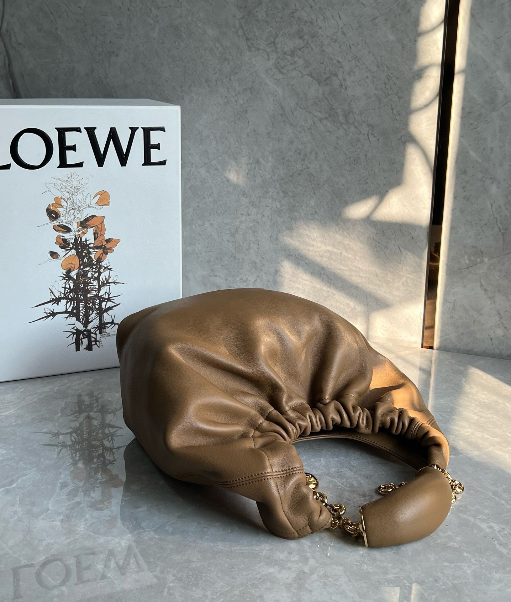 Loewe Small Squeeze Bag in Brown Nappa Lambskin  535