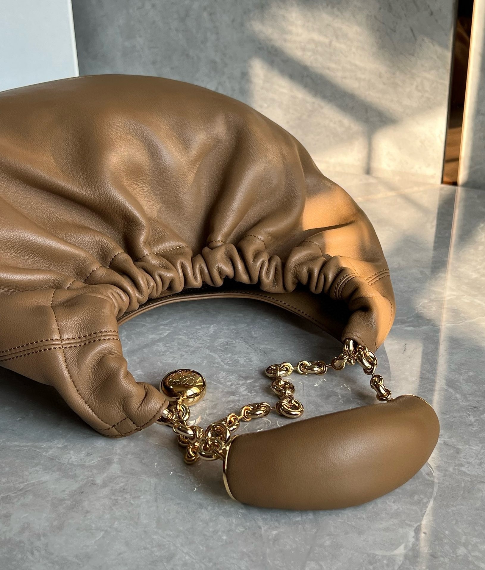 Loewe Small Squeeze Bag in Brown Nappa Lambskin  535