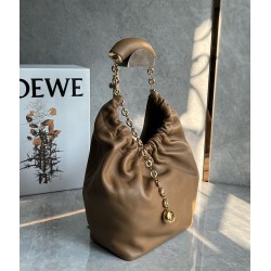 Loewe Small Squeeze Bag in Brown Nappa Lambskin  535