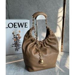 Loewe Small Squeeze Bag in Brown Nappa Lambskin  535