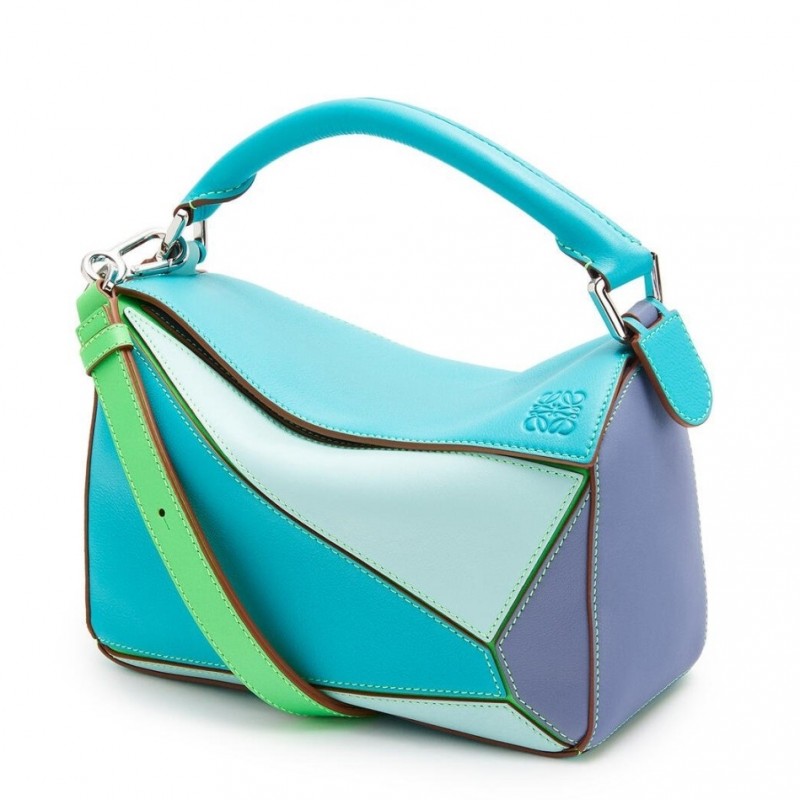 Loewe Small Puzzle Bag In Blue/Blueberry/Lilas Calfskin 601