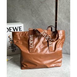 Loewe Fold Shopper Bag in Brown Paper Calfskin 565