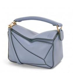 Loewe Puzzle Mini Bag In Atlantic Blue Calfskin Leather 633