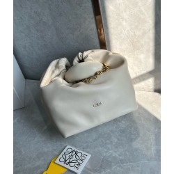 Loewe Small Squeeze Bag in White Nappa Lambskin 568