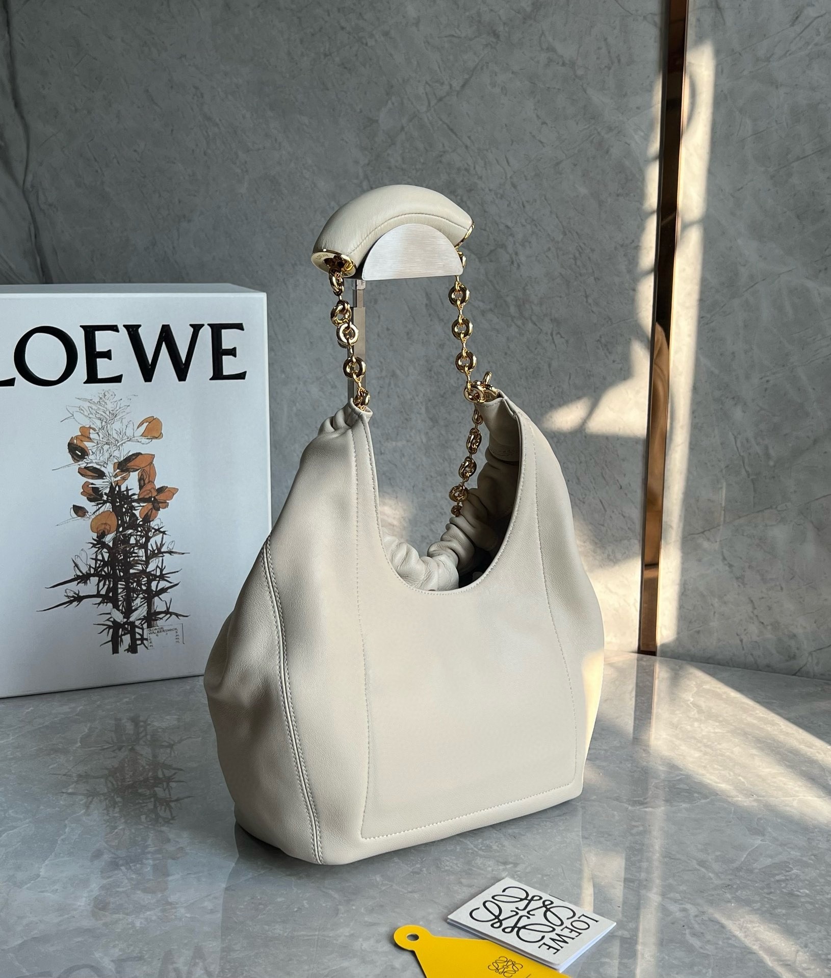 Loewe Small Squeeze Bag in White Nappa Lambskin 568