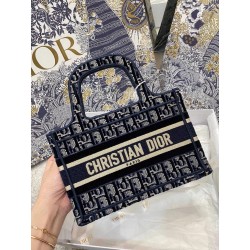 Dior Mini Book Tote Bag In Blue Dior Oblique Embroidered Velvet 963