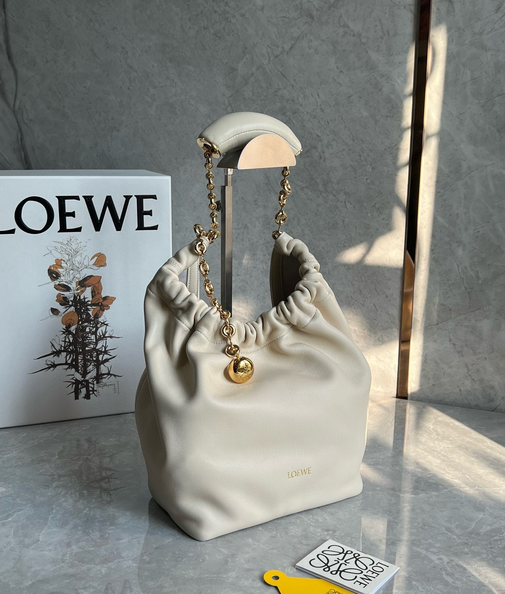 Loewe Small Squeeze Bag in White Nappa Lambskin 568