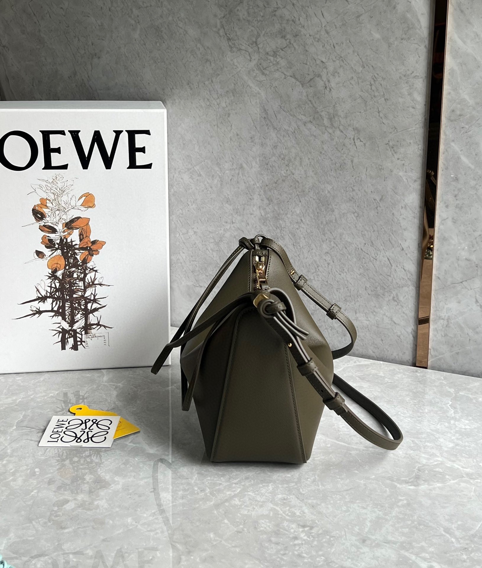 Loewe Mini Hammock Hobo Bag in Dark Green Calfskin  276