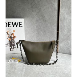 Loewe Mini Hammock Hobo Bag in Dark Green Calfskin  276