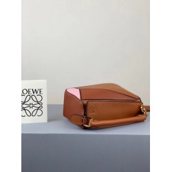 Loewe Mini Puzzle Bag In Brown/Camel/Pink Calfskin 299