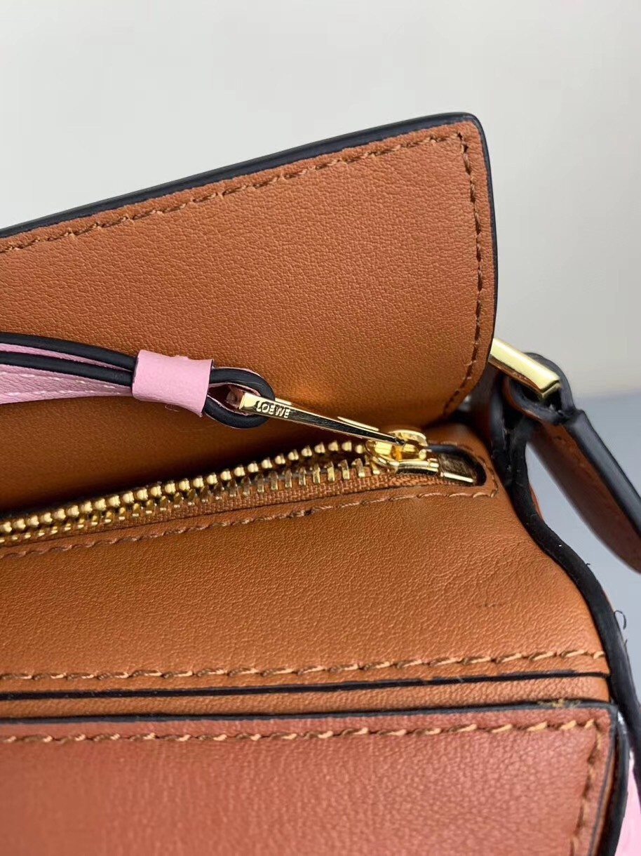 Loewe Mini Puzzle Bag In Brown/Camel/Pink Calfskin 299