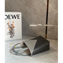 Loewe Mini Puzzle Fold Tote Bag in Grey/Dark Grey Calfskin 475